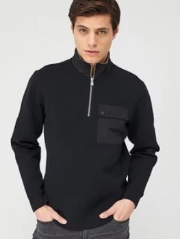 Barbour International Ratio 1/4 Zip Sweatshirt - Black, Size L, Men