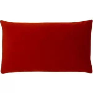 Sunningdale Velvet Rectangular Cushion Flame, Flame / 30 x 50cm / Polyester Filled