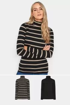 Tall 2 Pack Roll Neck Long Sleeve Tops