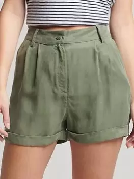 Superdry Studios Cupro Short -green, Green, Size 8, Women