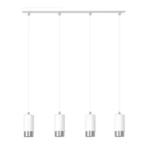 Fumiko White/Chrome Bar Pendant Ceiling Light 4x GU10