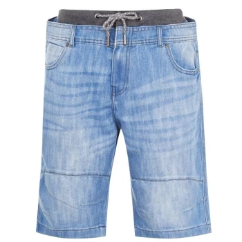 No Fear Double Waist Denim Shorts - Light Wash