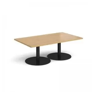 Monza rectangular coffee table with flat round Black bases 1400mm x