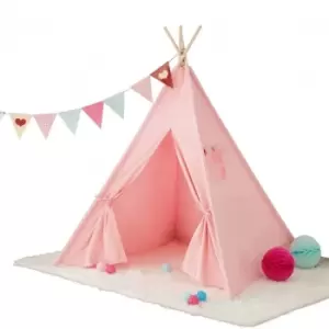 Neo Pink Canvas Kids Tent Teepee With Bunting