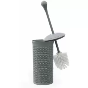 Knit Loop Plastic Toilet Brush and Holder, Grey 40cm x 12cm - JVL