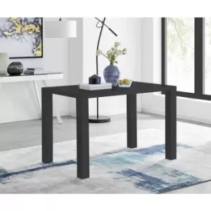 Furniturebox Pivero Rectangular 4 Seater Black High Gloss Dining Table for Simple Elegant Minimalist Industrial Style Dining Room