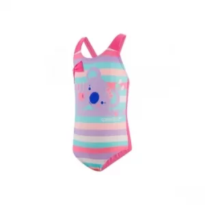 Speedo Koko Koala Crossback Swimsuit Infants 2 Years Pink/Blue/Purple