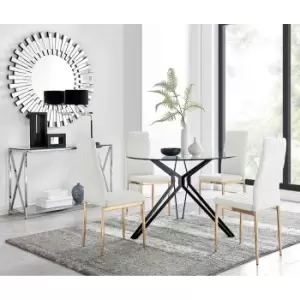 Furniture Box Cascina Dining Table and 4 White Gold Leg Milan Chairs