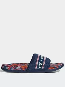 adidas Adilette Comfort Slides, Blue, Size 4, Women