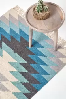 Helsinki Handwoven Geometric Pattern Kilim Wool Rug