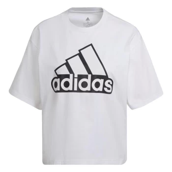 adidas Essentials Logo Boxy T-Shirt Womens - White / White