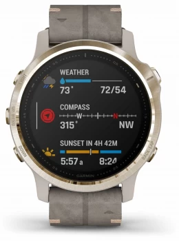 Garmin Fenix 6S Pro Sapphire Light Gold with Shale Suede Watch