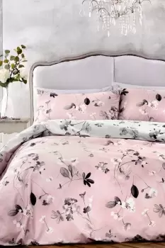 'Grace' Modern Monochrome Floral Print Duvet Cover Set