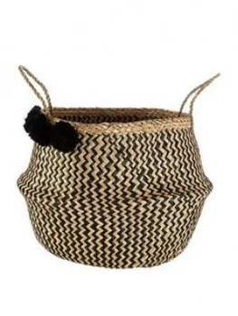 Premier Housewares Seagrass Basket With Pom Poms