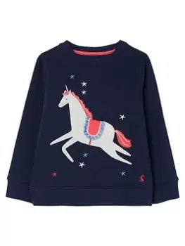 Joules Girls Mackenzie Horse Star Sweat Top - Navy, Size Age: 8 Years, Women