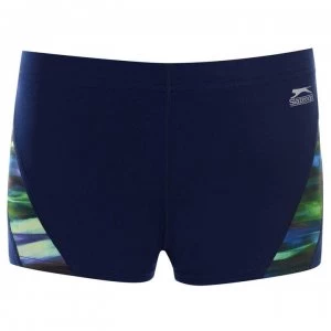 Slazenger Curve Panel Swimming Boxers Junior - Navy/Green