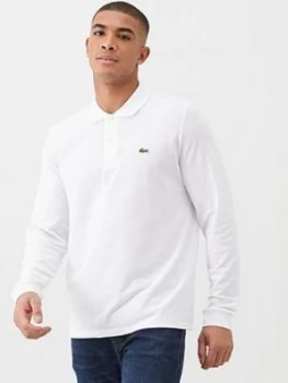 Lacoste Sportswear Classic Long Sleeve Pique Polo Shirt - White, Size 6, Men