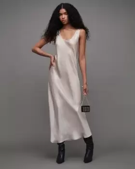 AllSaints Cody Round Neck Maxi Slip Dress