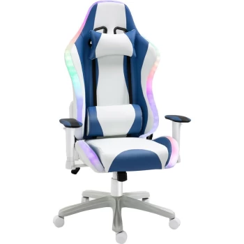 Vinsetto - Video Game Chair w/ LED Light, Bluetooth Speaker Racing Swivel, White