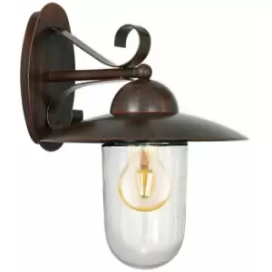 Loops - IP44 Outdoor Wall Light Antique Brown Steel Fisherman Lamp 1 x 60W E27 Bulb