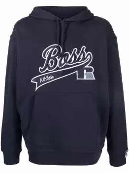 BOSS X RUSSELL ATHLETIC Embroidered-logo hoodie Navy