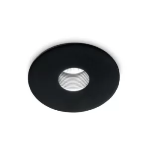 Ideal Lux Round Recessed Downlight Black IP44, 2700K, 11W