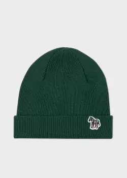 Ps Paul Smith Forest Green Wool Zebra Logo Beanie Hat