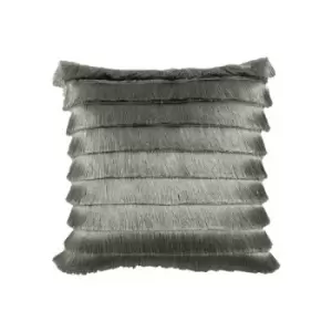 Furn Flicker Tiered Fringed Cushion Cover, Silver, 45 x 45 Cm