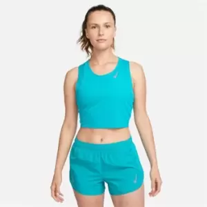 Nike Dri-FIT Race Womens Cropped Running Tank - Blue