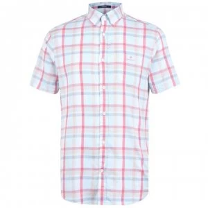 Gant Short Sleeve Oxford Check Shirt - Aqua /Pink 452