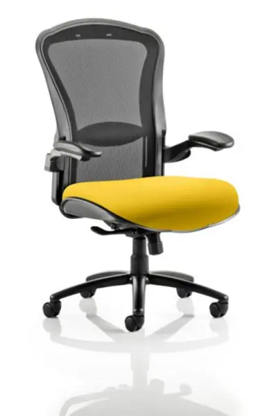 Houston Houston Heavy Duty Task Operator Chair Black Mesh Back Bespoke Seat In Yellow KCUP0999