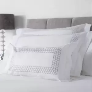 Belledorm Honeycomb Filled Boudoir Cushion (One Size) (White/Grey)