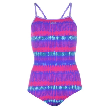 Slazenger Thin Strap Swimsuit Ladies - Blue/Pink