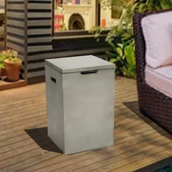 Outdoor Garden Furniture Square Gas Bottle Tank Cover Storage Holder Table for up to 13kg for Gas Fire Pits, Concrete, Grey - Grey - Teamson Home