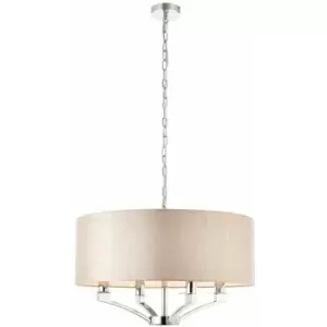 Loops - Ceiling Pendant Light Polished Nickel Plate & Beige Fabric 4 x 40W E14