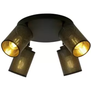 Emibig Bronx Black Ceiling Spotlight Clusters with Black Fabric Shades, 4x E14