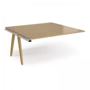 Fuze boardroom table add on unit 1600mm x 1600mm - white frame and oak