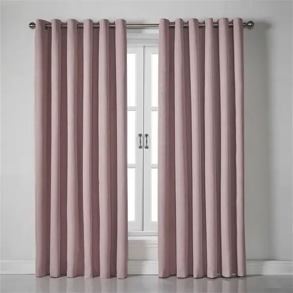 Other Blackout Linen Look Ring Top Eyelet Curtains - Pink 110 x 229c