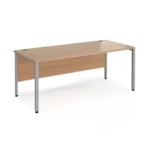 Office Desk 1800mm Rectangular Desk With Bench Leg Beech Tops With Silver Frames Maestro 25