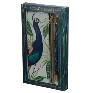 Peacock Pencil Case & Pen Set