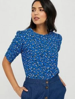 Monsoon Fagen Ditsy Print Top - Blue Size M Women