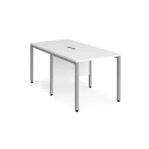 Office Desk 2 Person Rectangular Desk 800mm White Tops With Silver Frames Maestro 25