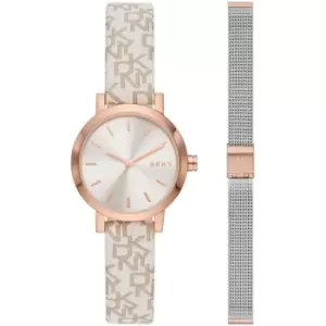 Ladies DKNY Soho Three-Hand Stainless Steel Watch and Strap Set