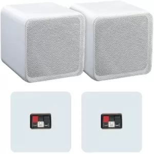 Pair of 4 ABS Bookshelf Speakers 80W 8Ohm White HiFi Surround Sound Home Cinema