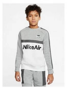 Nike Sportswear Air Older Boys Crew Neck Sweat - Grey/White, Size XS, 6-8 Years