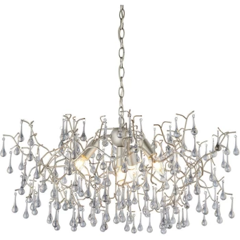 Merano Lighting - Merano Rimini 4 Light Ceiling Pendant Aged Silver Paint & Smokey Grey Tinted Glass