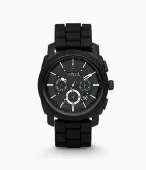 Fossil Men Machine Chronograph Black Silicone Watch