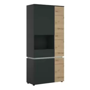 Luci 4 Door Tall Display Cabinet Lh (including LED Lighting) In Platinum And Oak Effect