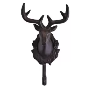 Rustic Cast Iron Wall Hooks Single Stag Bust