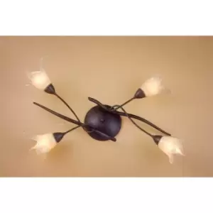 Florida ceiling lamp 4 bulbs E14, brown / Black oxidized